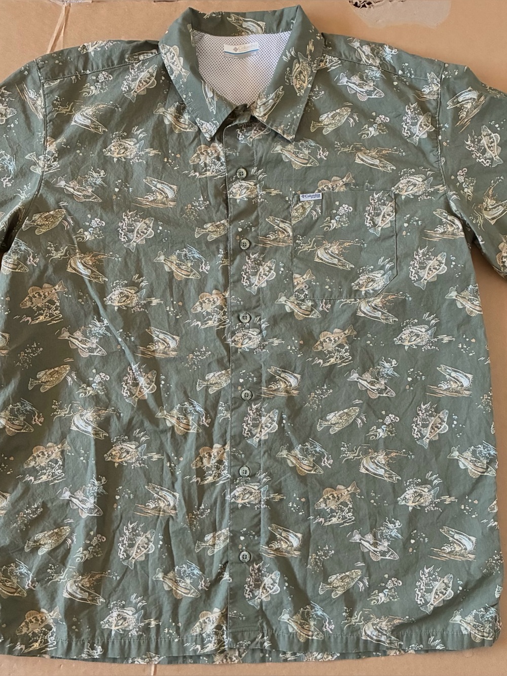 Columbia PFG Mens Trollers Best Short Sleeve Button Down Shirt Venting Fishing L
